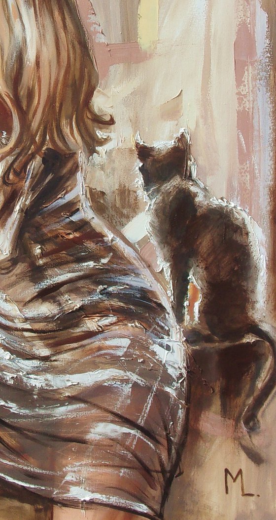 " AUTUMN WINDOW WITH BEST FRIEND CAT "