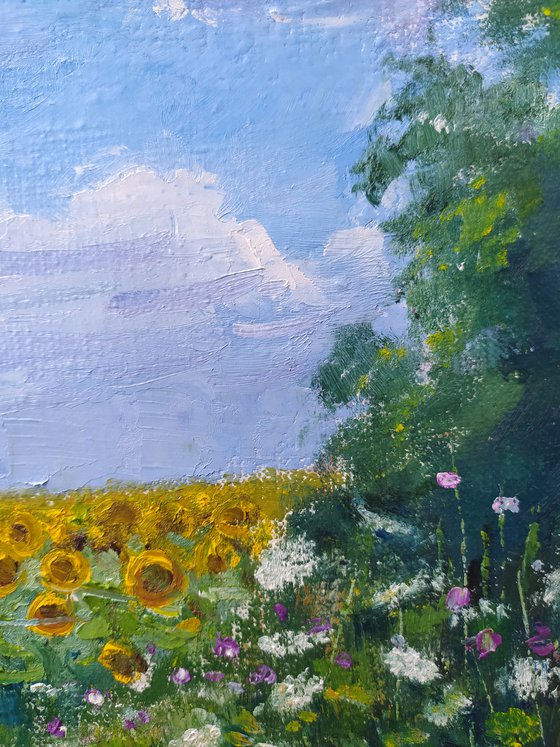 Landscape with sunflowers