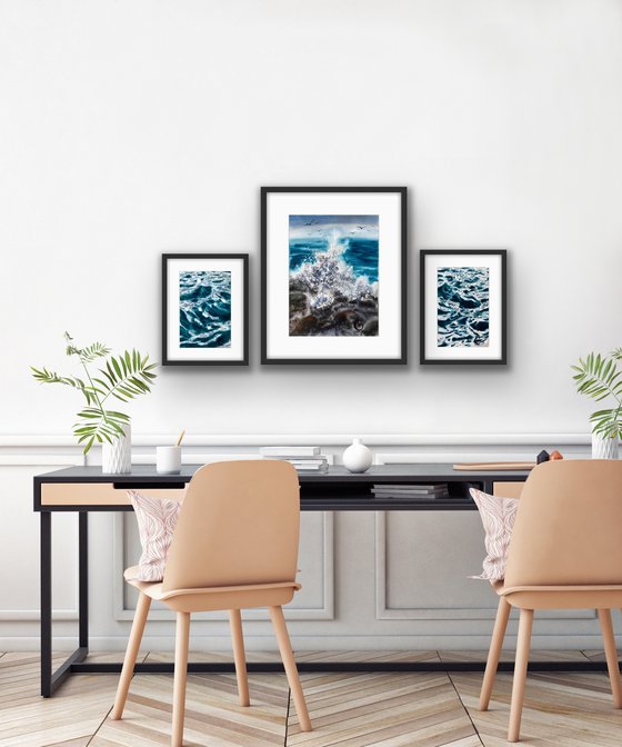 WAVES -  set of 3 paintings