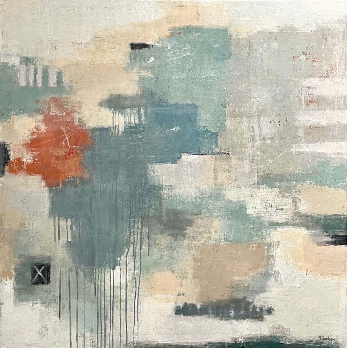 Abstract Landscape Acrylic Painting By Shellie Garber, 36 X 36", Tides Of Time, Original Artwork