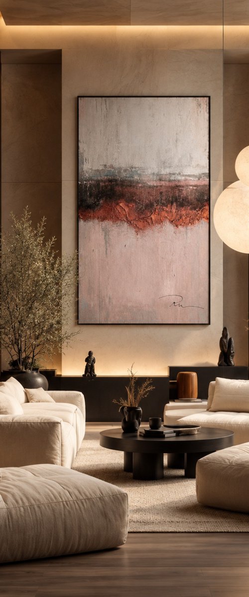 Abstract Copper Horizon in Textured Mist by Indie Ru