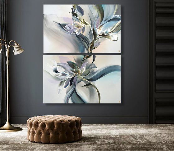 Magnolia Drift Diptych
