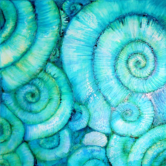 Ammonoidea   ( Ammonites textured fossil artwork, ready to hang)