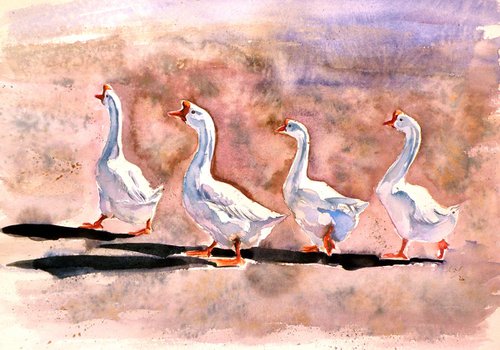Walking geese by Kovács Anna Brigitta