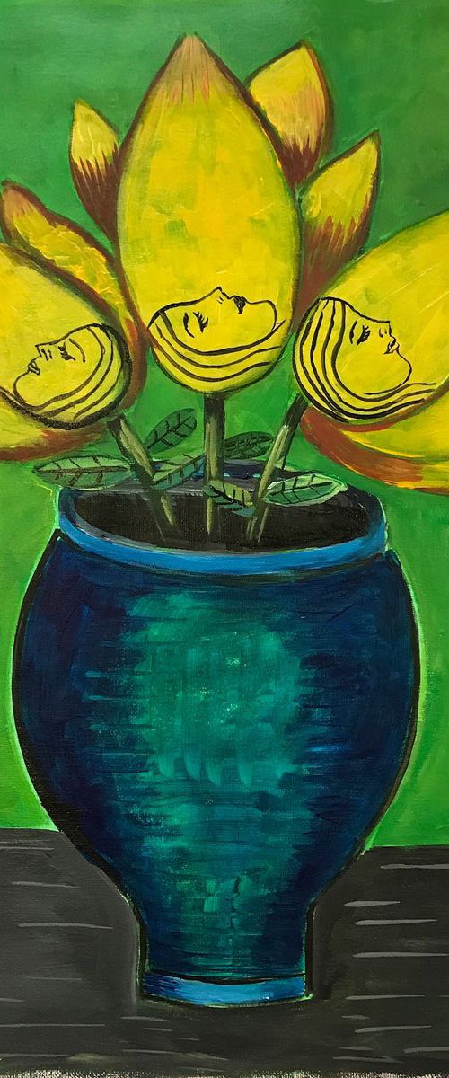 Three Yellow Flowers by Roberto Munguia Garcia