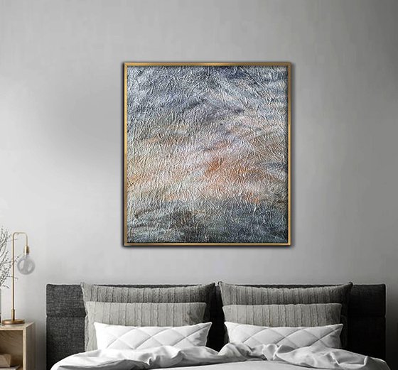Relax painting White abstract painting Meditation Zen abstraction Light gray abstraction