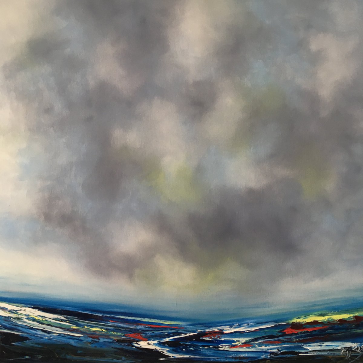 Impressionistic Landscape Oil Painting By Timea Valsami, 24 X 24", Conscious Moment, Original Artwork