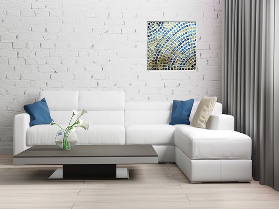 Blue Silver - Abstract acrylic painting high textured canvas art wall art ready to hang