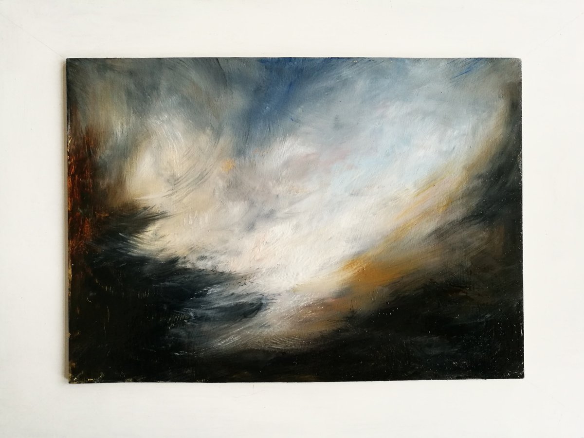 Impressionistic Landscape Oil Painting By Daniela Roughsedge, 12 X 8, Eye Of The Storm, Original Artwork