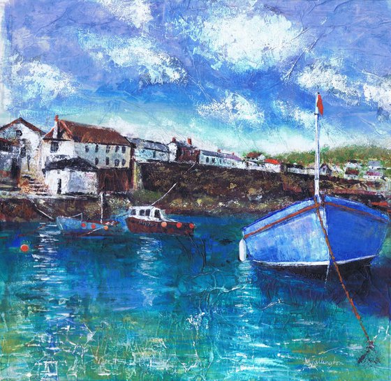 Boats in the Harbour, Coverack (framed)