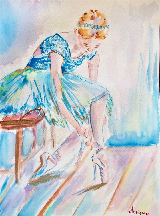 Ballerina 3-Original ballet watercolor painting