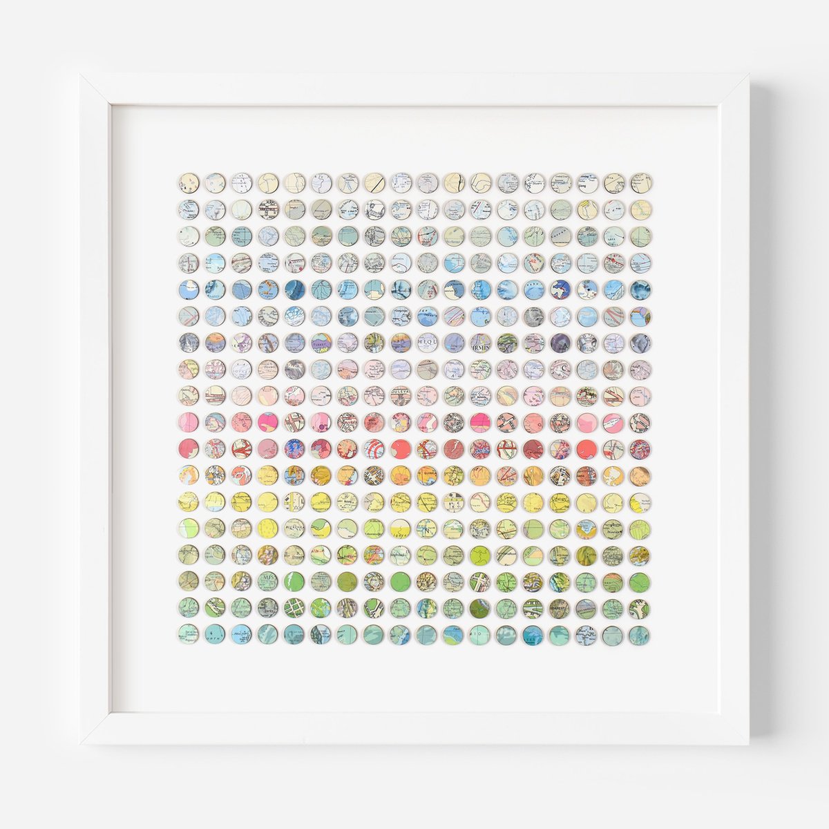 Geometric Transport Collage By Amelia Coward, 21 X 21, World Map Rainbow, Original Artwork