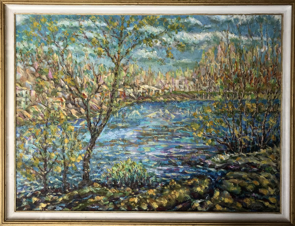 Expressive Landscape Oil Painting By Ivan Shapoval, 38 X 28, Spring Is Coming, Original Artwork