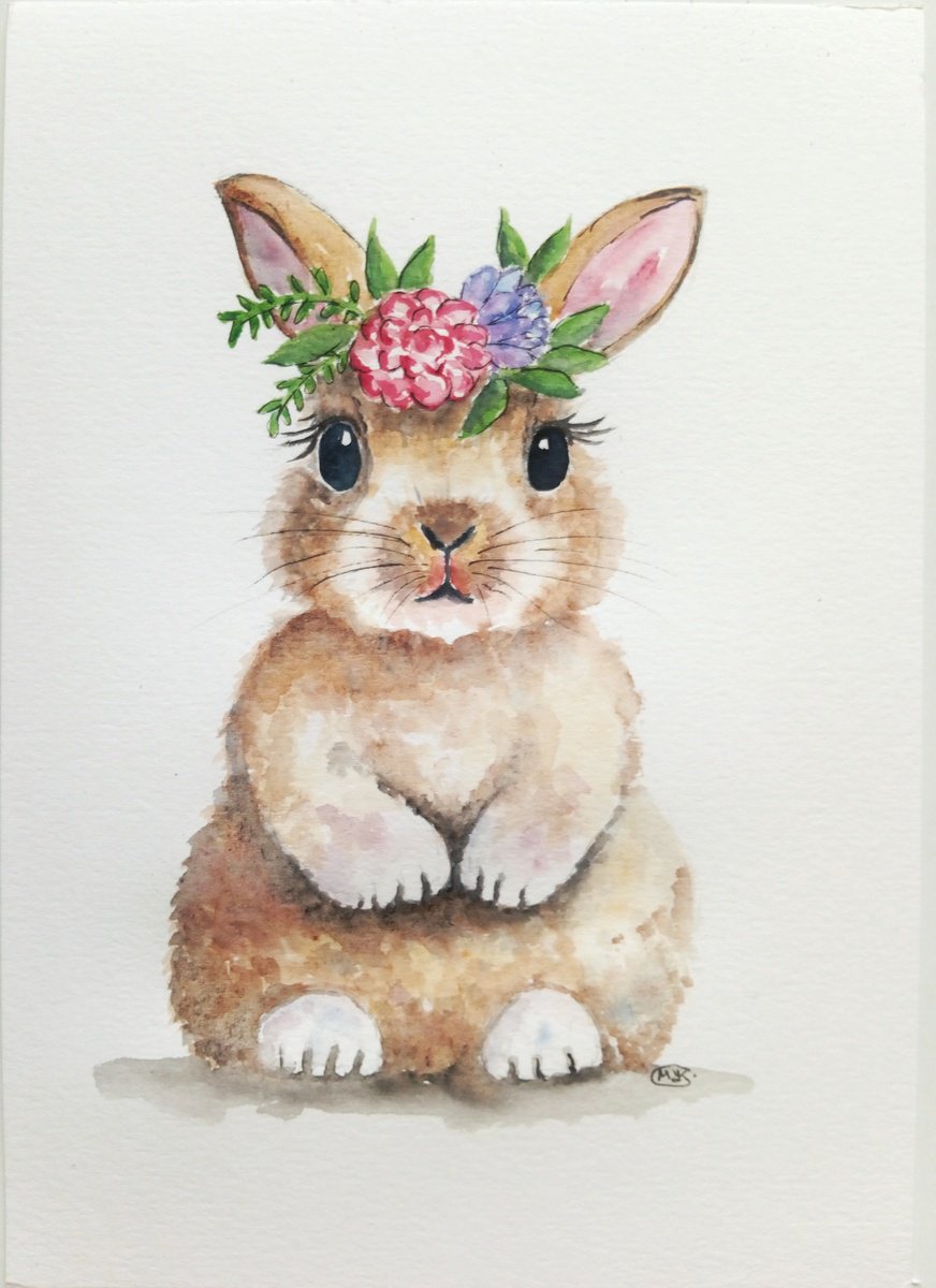 Bunny Rabbit with flowers by MARJANSART