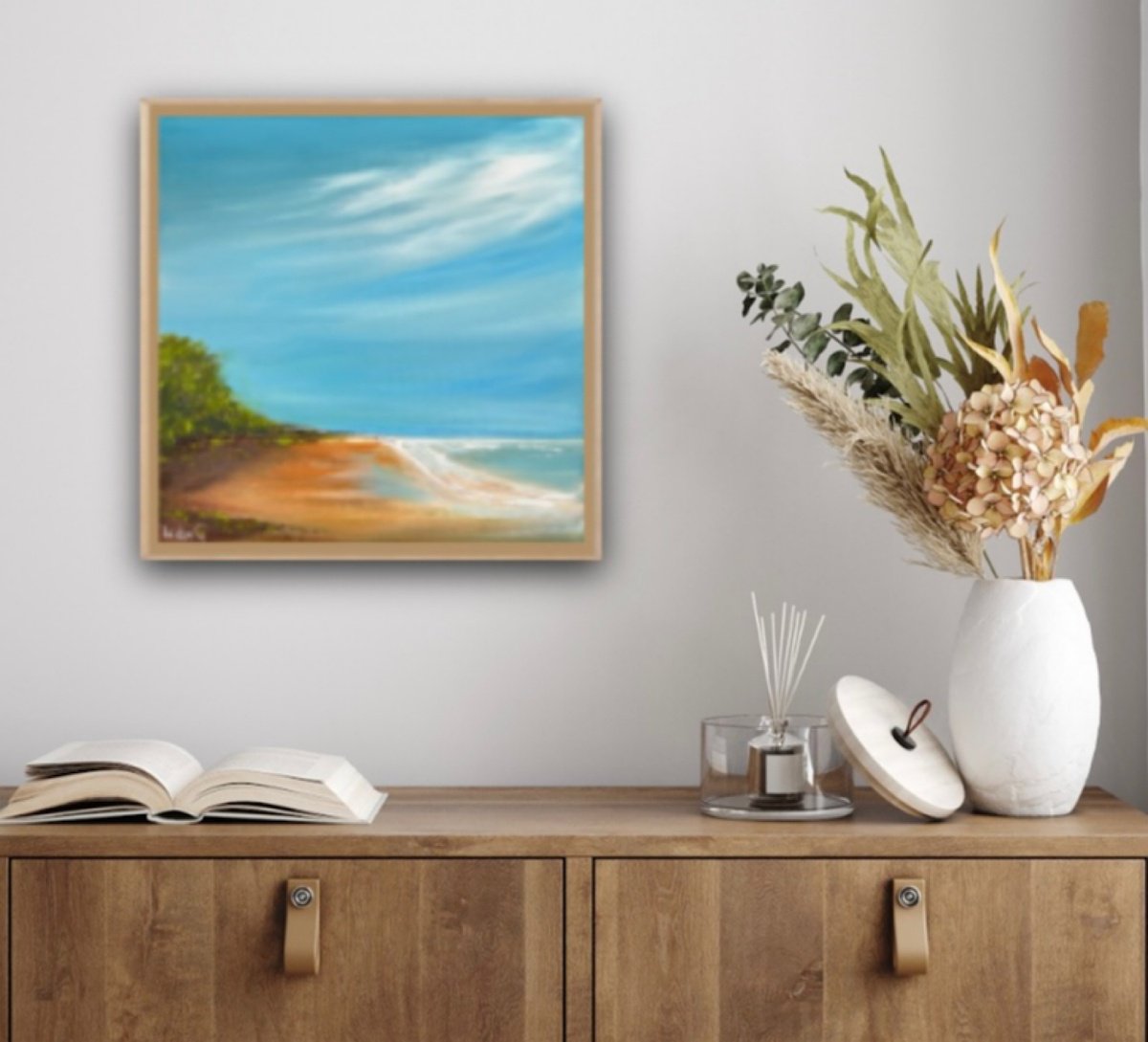 Impressionistic Landscape Acrylic Painting By Lidia Gaudiano, 18 X 18", A Dream Awaits, Original Artwork