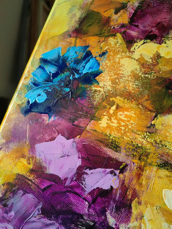 "Euphoria I" from "Colours of Summer" collection, abstract flower painting