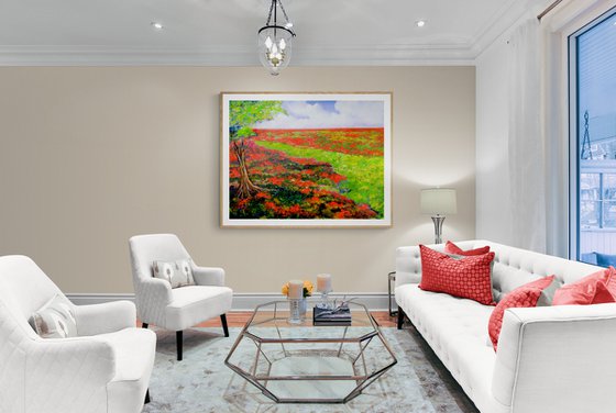 red landscape original oil paintings on canvas 91x121cm