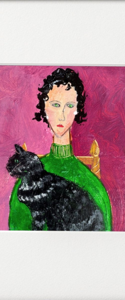 Girl roll neck jumper Tabby Cat by Teresa Tanner