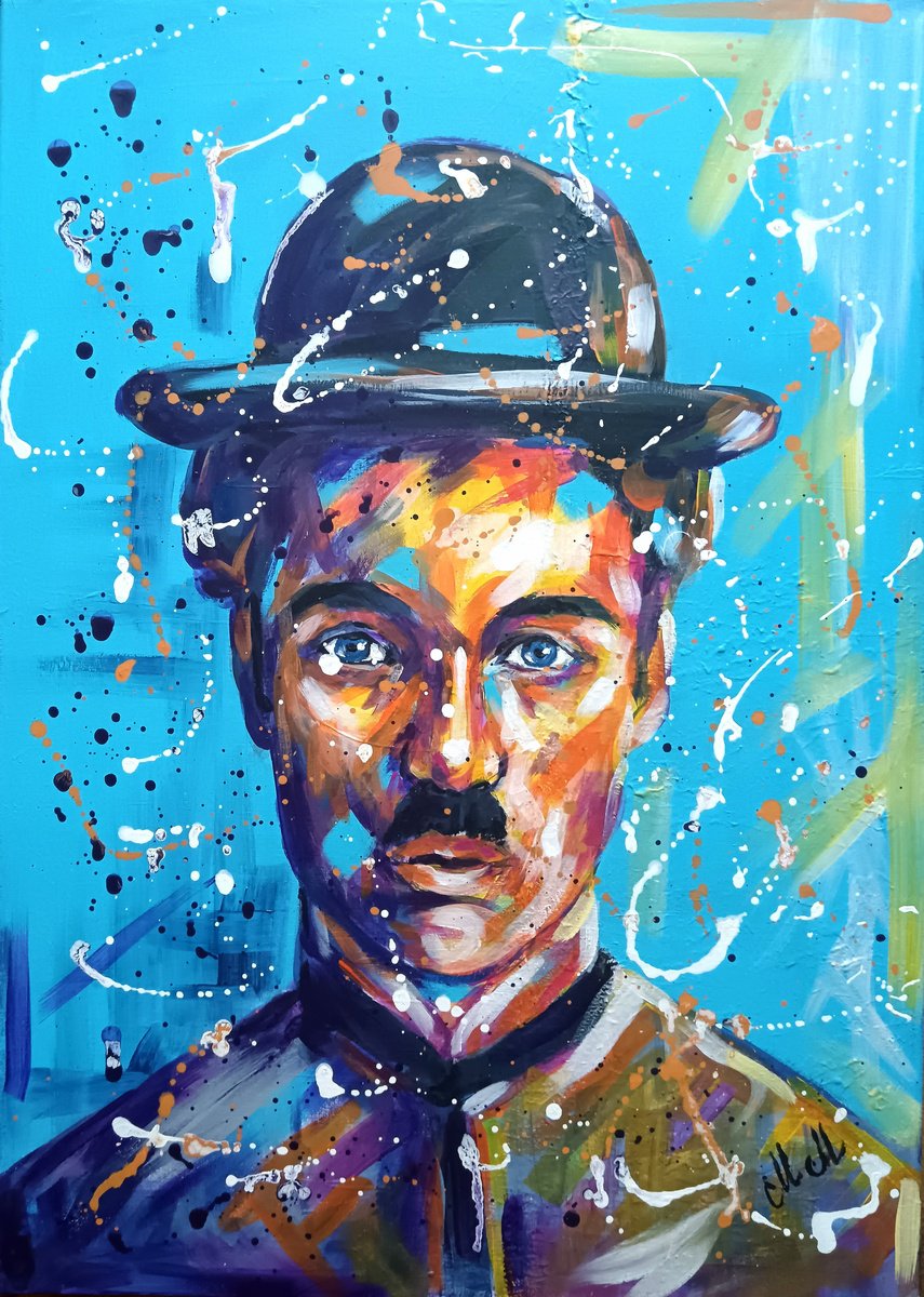 Impressionistic Portrait Acrylic Painting By Mateja Marinko, 20 X 28", Charlie, Original Artwork