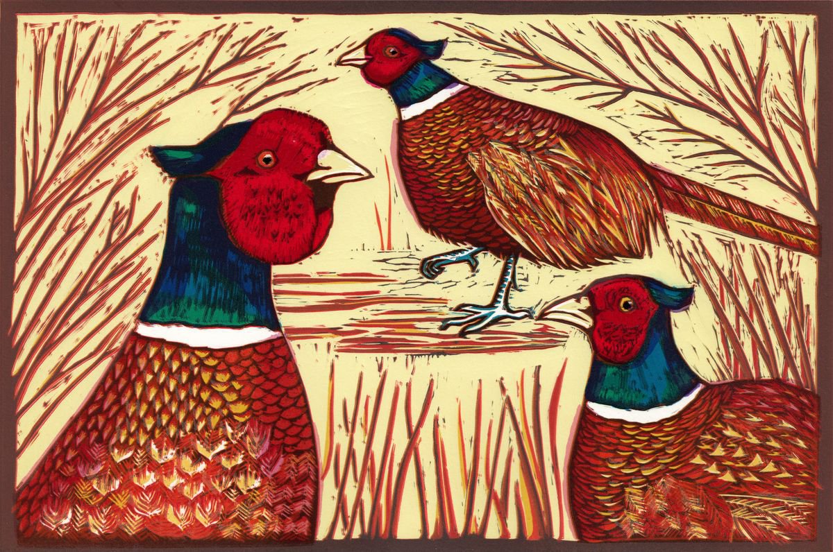 Three Pheasants by Marian Carter