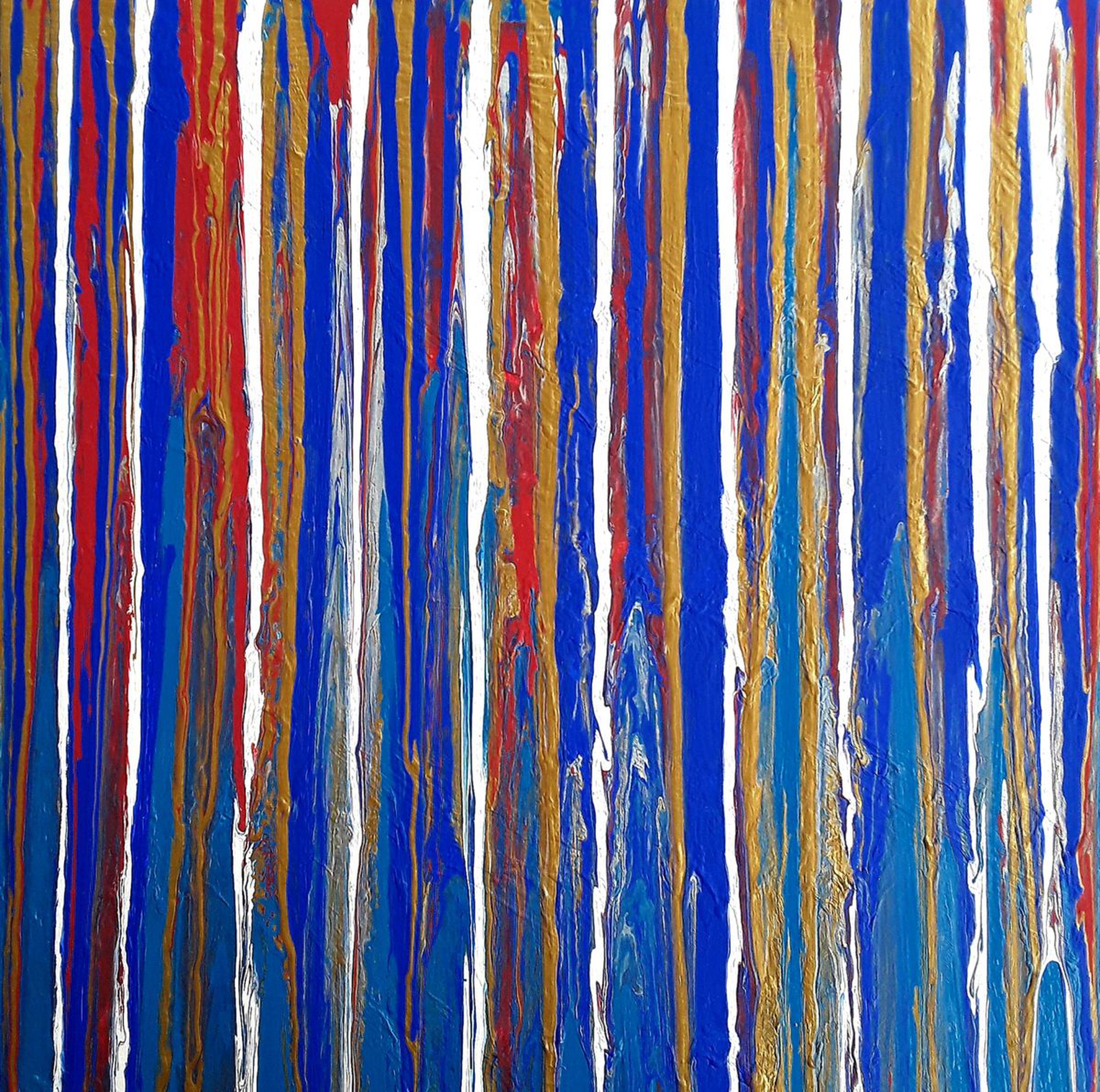 Abstract Blue Gold Drip Painting Jim Richards Ar Artfinder