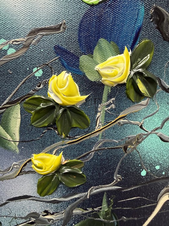 Golden Buds in Turquoise Air