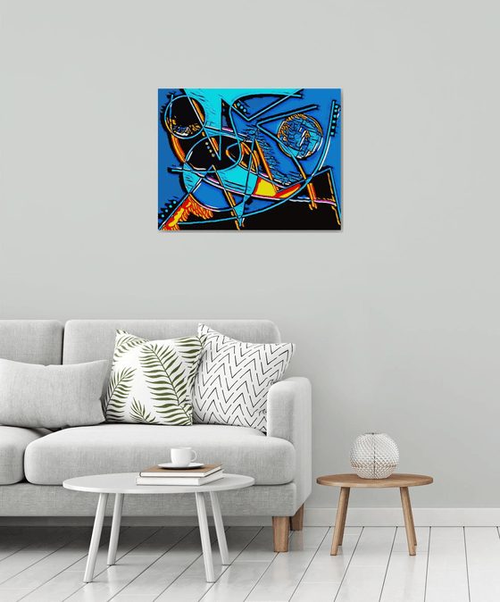 Connected Worlds - 31 x 24" wrapped canvas with soft edge new media art