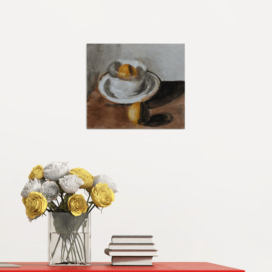 Still Life with A Bowl and Oranges, 31x27 cm