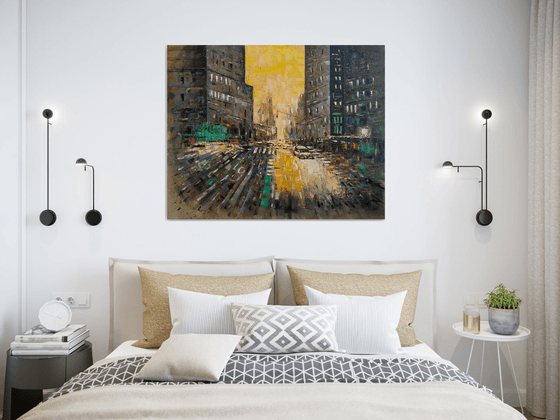 Cityscape (100x80cm, oil painting, ready to hang)