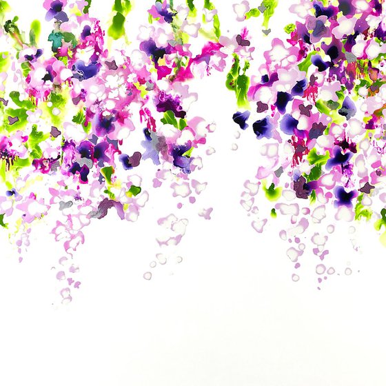 Lilac Falls, 100 x 100cm, Floral abstract art for the Home, Office, Shop, Restaurant or Hotel