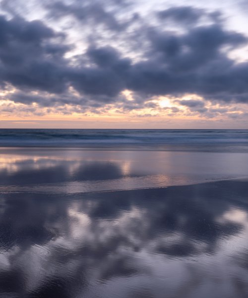 Hayle and Godrevy beach reflection at Sunset by Paul Nash