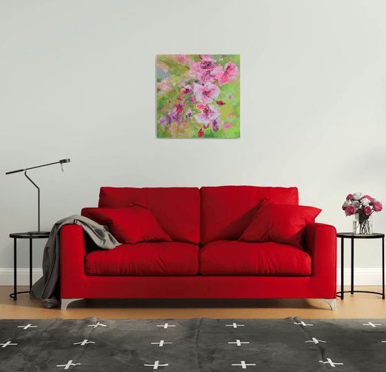 Cherry Flowers in Light Greens