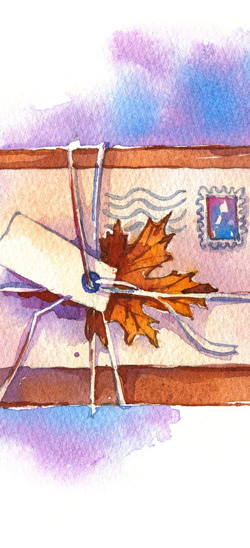 "Letters of Autumn" original watercolor artwork by Ksenia Selianko