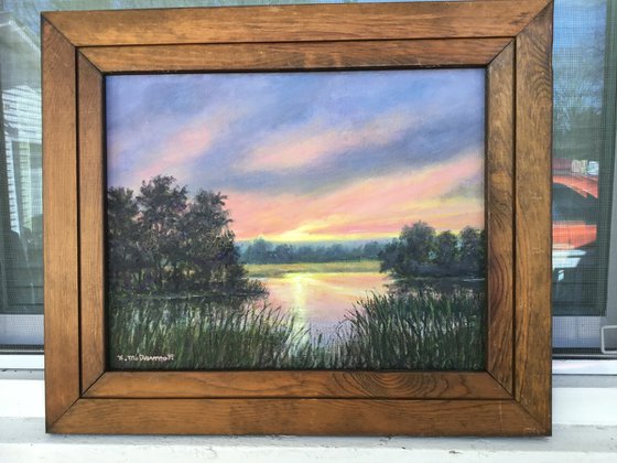 SALT MARSH SUNDOWN oil 11X14