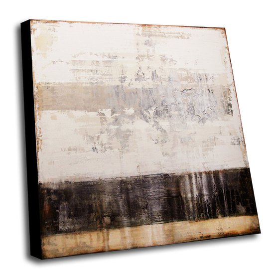 LOST TIME - 80 X 80 CMS - ABSTRACT PAINTING TEXTURED * OFF-WHITE * BROWN