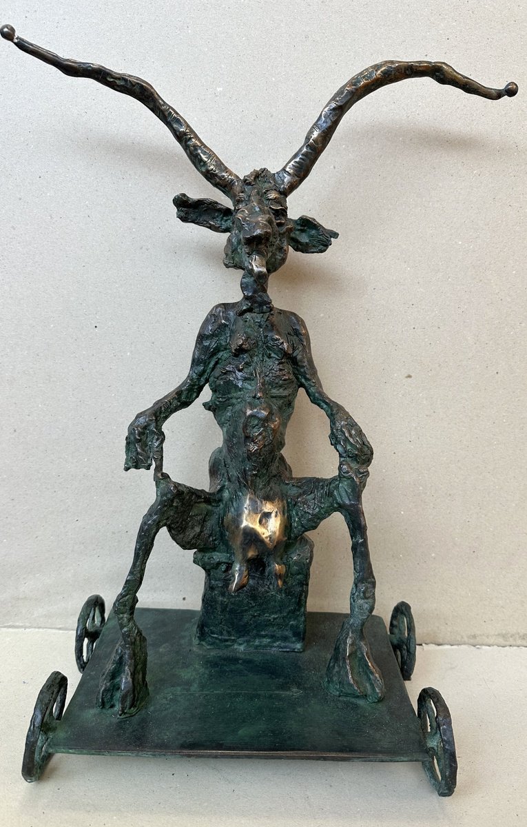 Surrealistic Bronze Sculpture , Goat King By Toth Erno, 12 X 23, Artwork For Sale On Artfinder