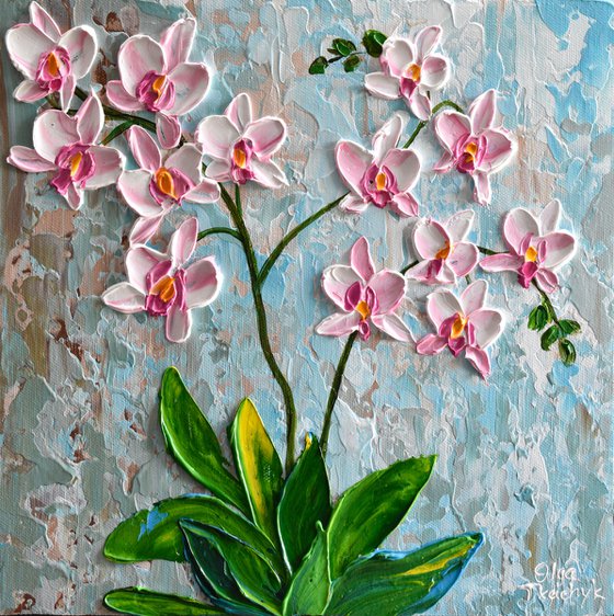 Pink Orchid IV - Impasto Flowers