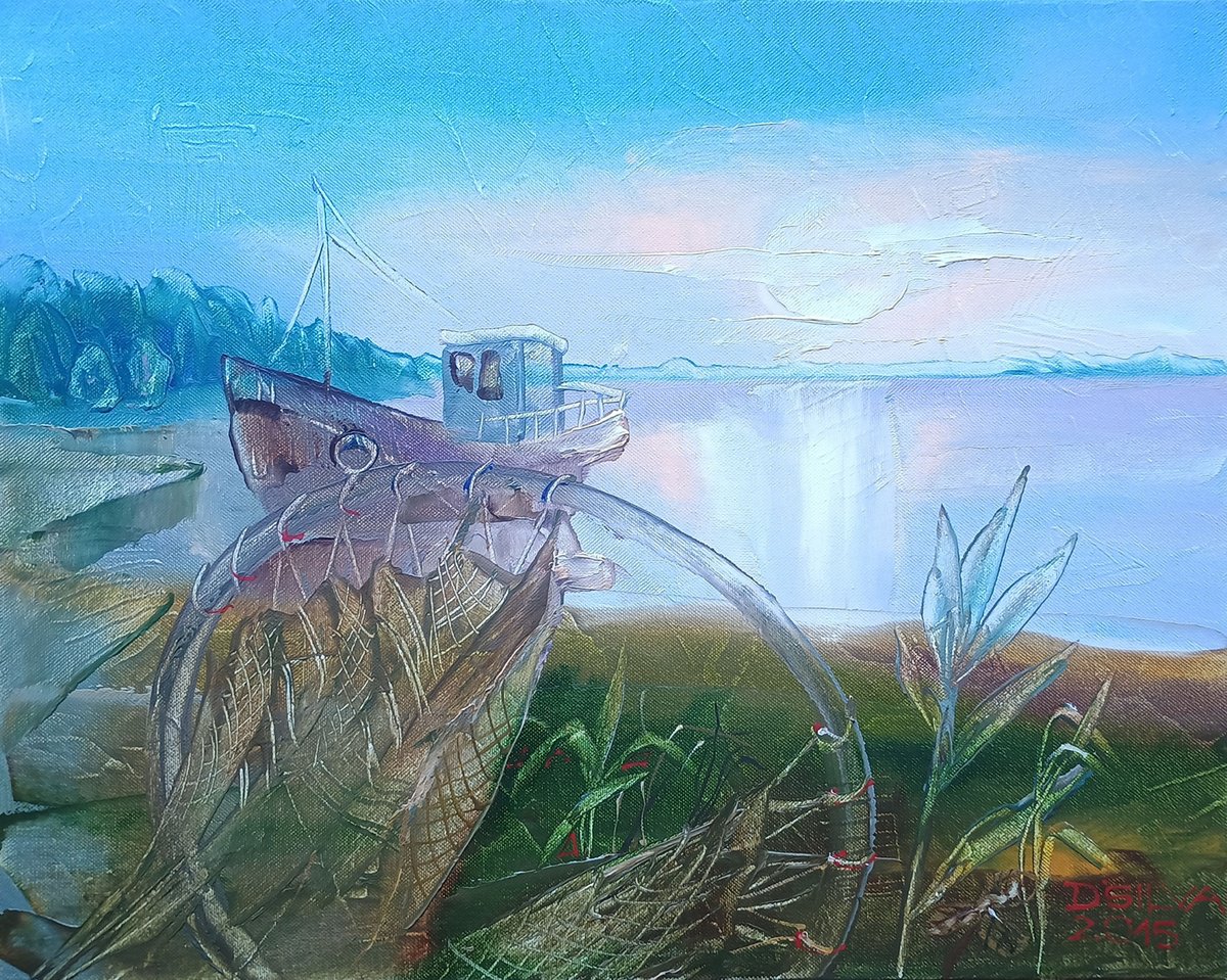 Impressionistic Landscape Oil Painting By Silvija Drebickaite, 20 X 16", Sunrise, Original Artwork