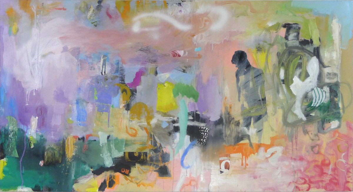 Expressive Portrait Oil Painting By Lisa Braun, 39 X 24", Pink Noise, Original Artwork