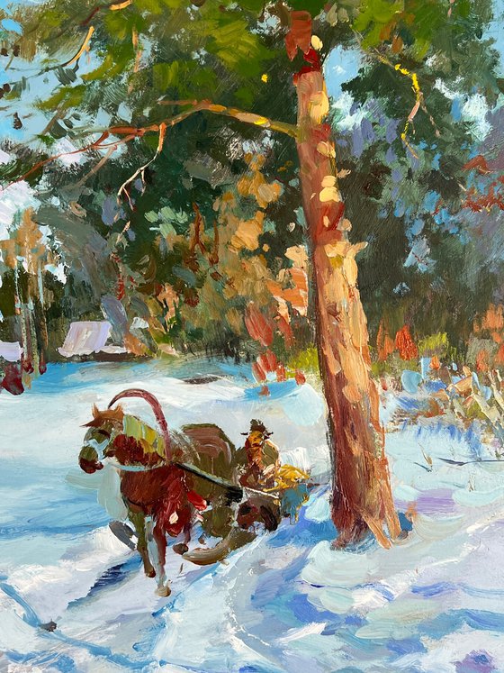 A Carriage Along a Winter Road