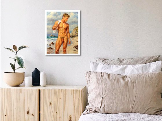 NUDE MAN ON THE BEACH