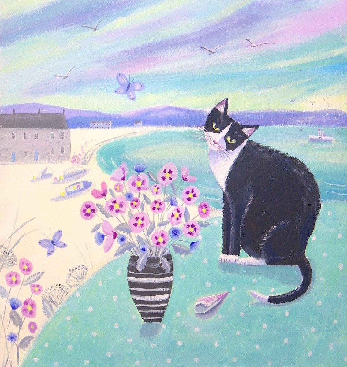  A Cat In Cornwall By Mary Stubberfield, 15 X 15, Artwork For Sale On Artfinder