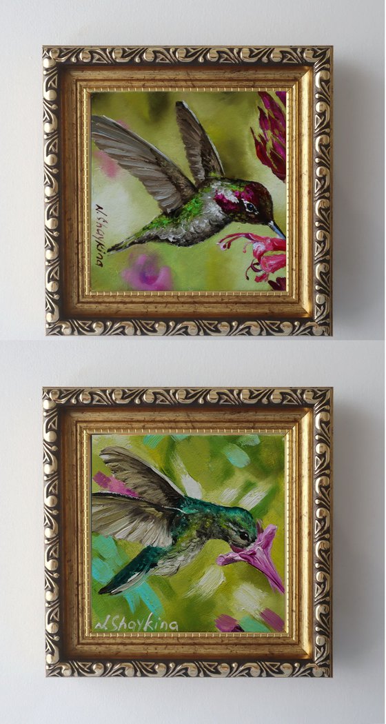 Hummingbird and Pink Flowers Mini Set