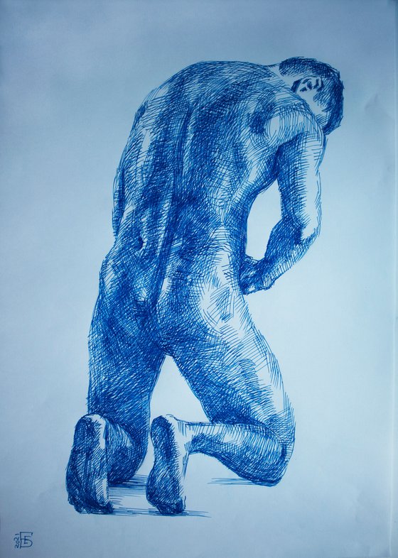 Male nude figure from the back