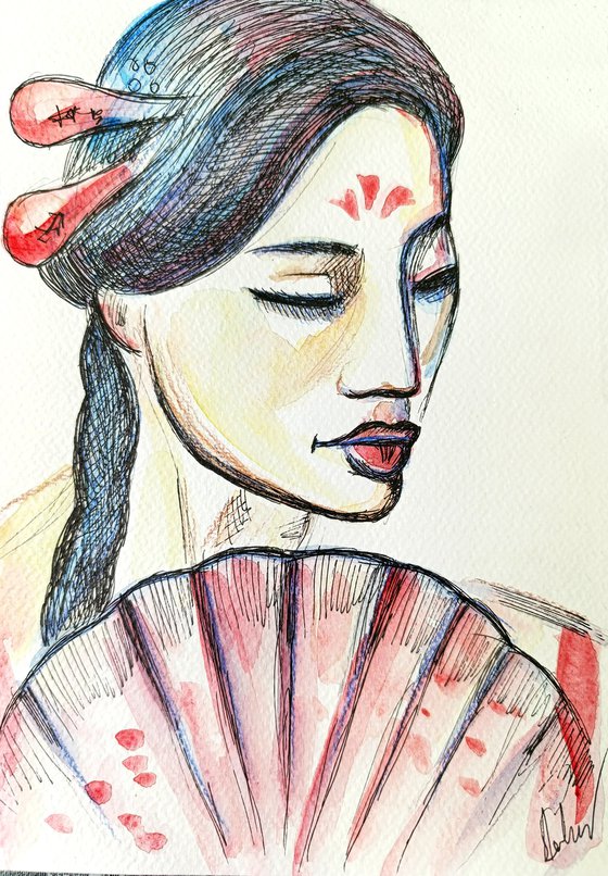 Asian Lady with Fan