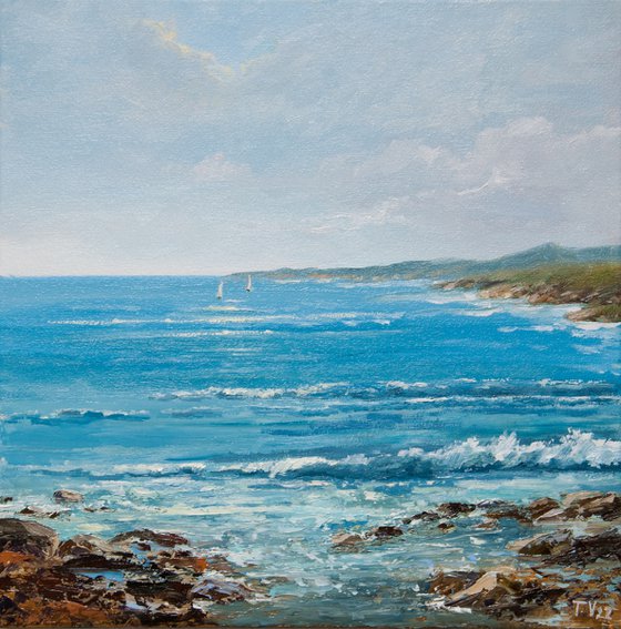 Ireland landscape. Oil painting. Seascape. Original Art. 12 x 12