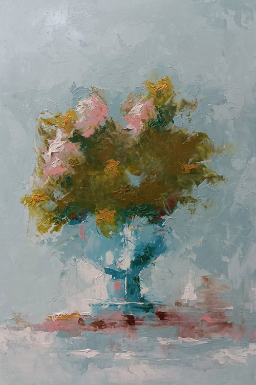 Modern still life painting. Flowers in vase by Marinko Šaric
