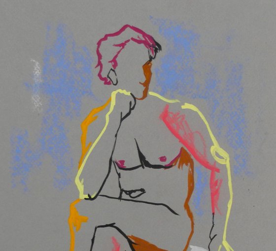 Male Nude Painting On Paper