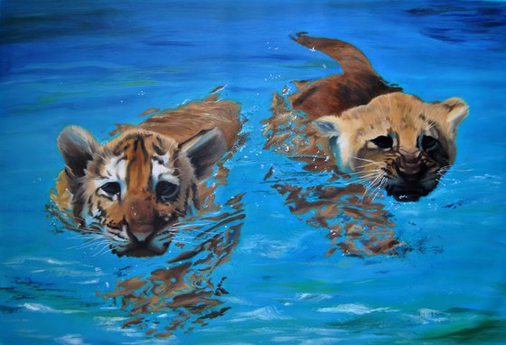 Reserved painting, Floating tigers