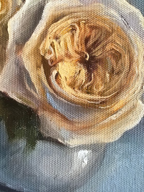 White roses still life